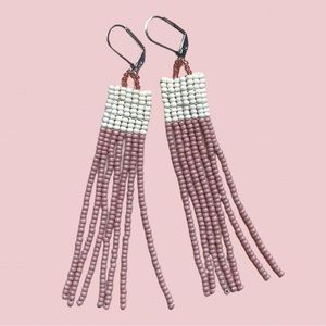 HANDMADE GLASS EARRINGS | Mini Beacon Handwoven Small Batch Earrings in Seashell